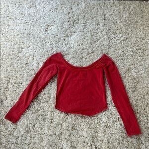 Free People Red Long Sleeve Top